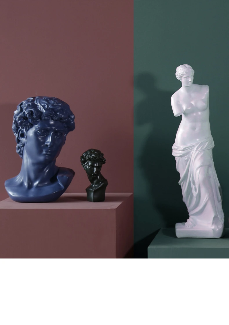 VILEAD 19 см 46 см Смола гипсовая голова фигурки нордическая Morandi Давид Венера эскиз скульптура персонажа Искусство Декор Орнамент для дома