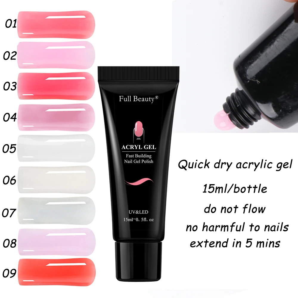 Акригель для наращивания ногтей 15 мл нюдовый розовый быстрого французский