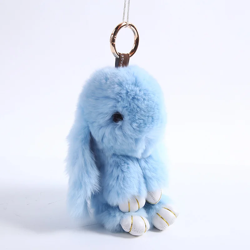 Брелок с помпоном из меха кролика 14/18 см | Игрушки и хобби