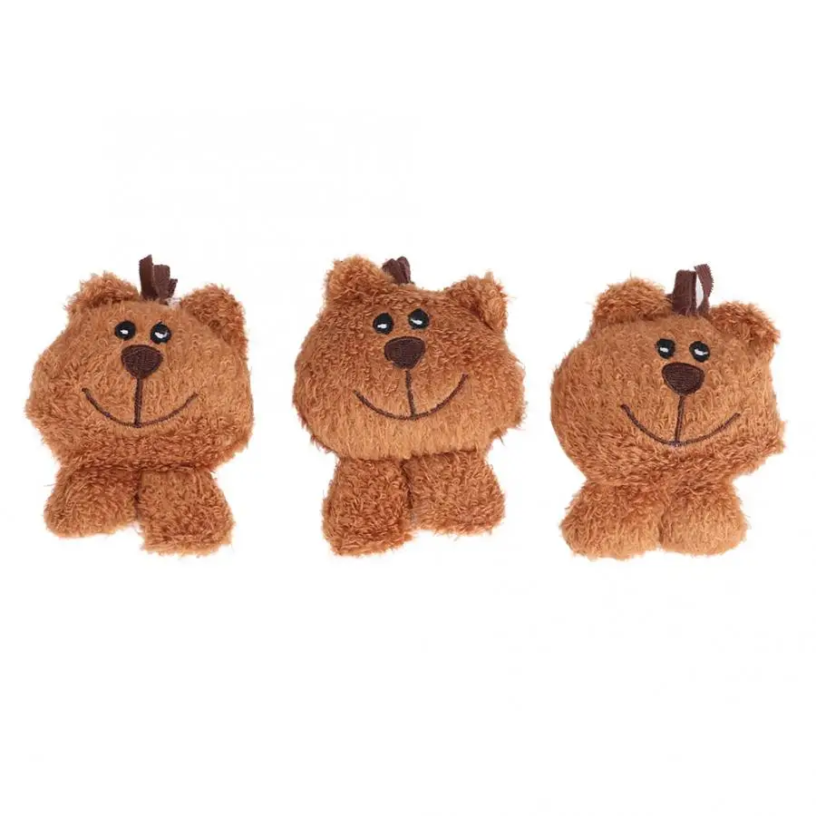 3 шт. плюшевая игрушка для питомца кота коричневый маленький медведь встроенная
