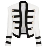 high street newest 2021 designer jacket womens color block collarless lion buttons band jacket