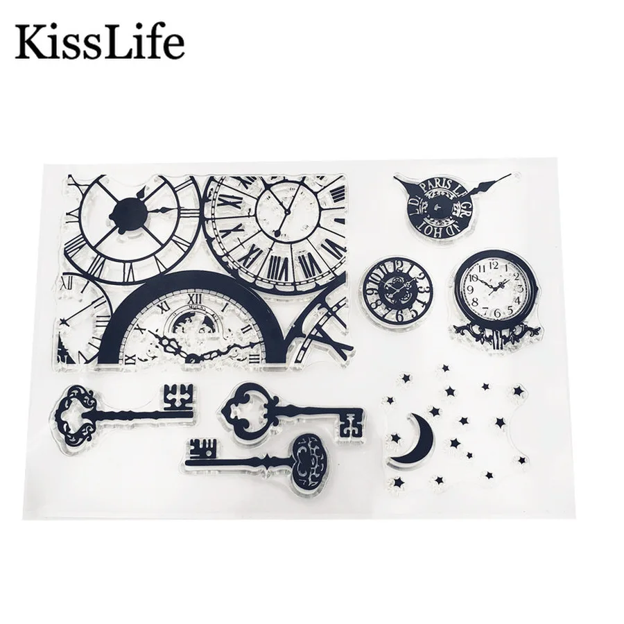 Новинка 2019 1 лист винтажные часы ключ Звезда Луна прозрачные марки для