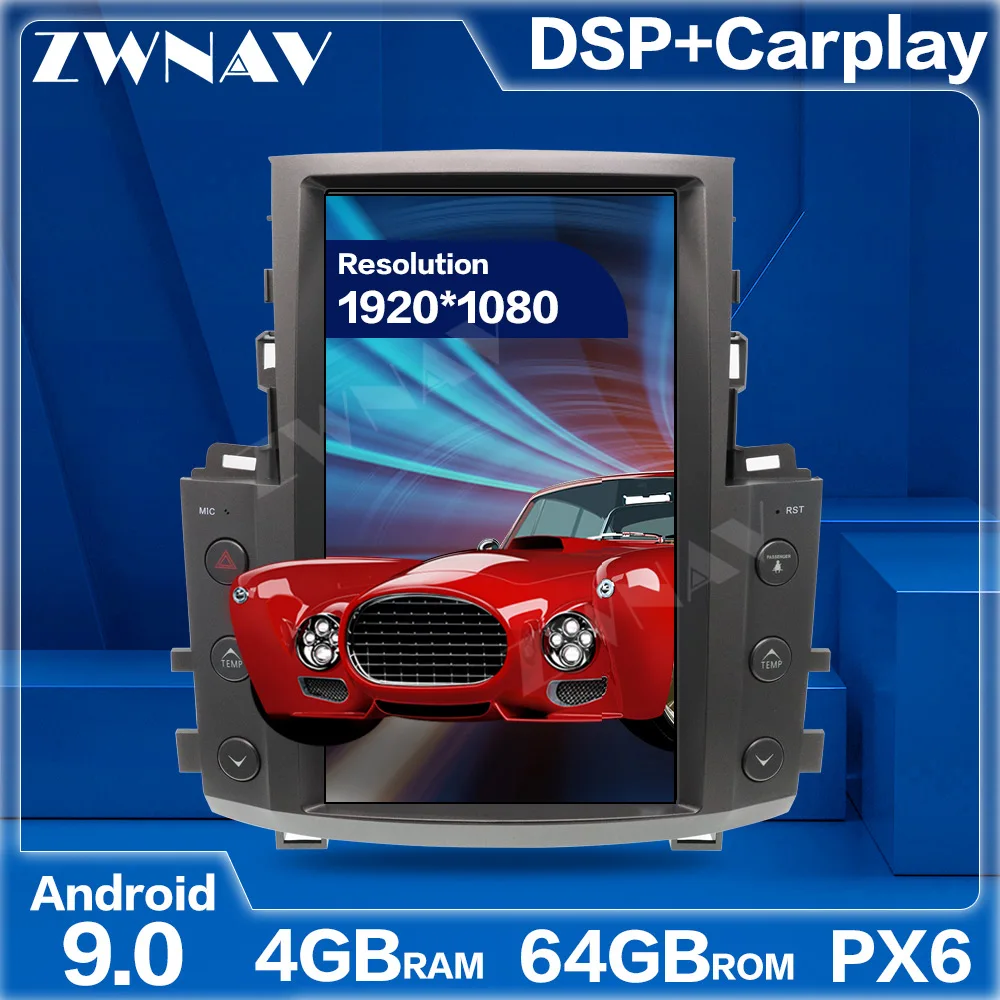 Автомобильный мультимедийный плеер с экраном в стиле Tesla Android 9 0 для Lexus LX570 2007 2015 GPS