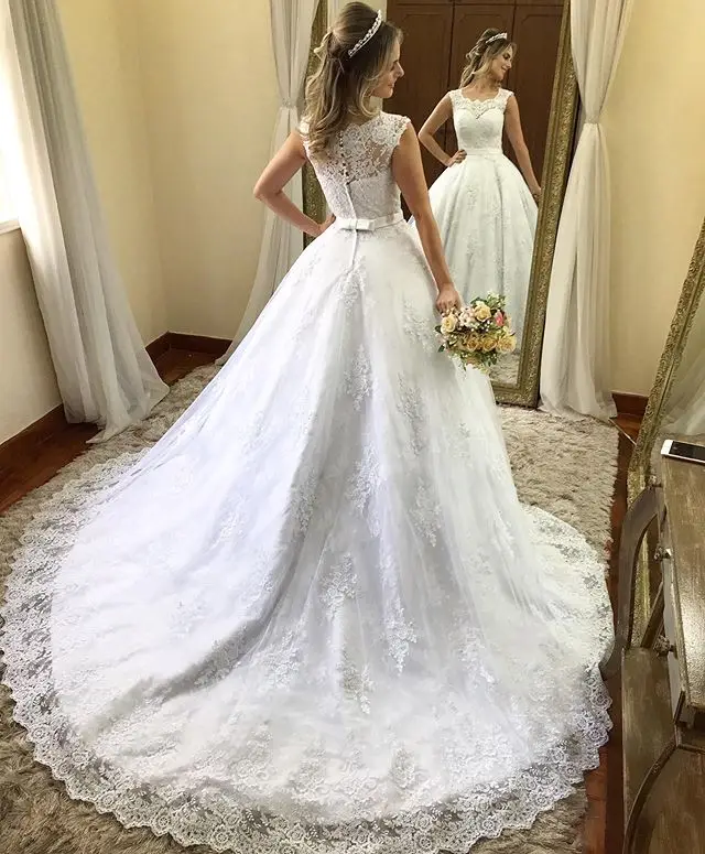 Женское свадебное платье It's yiiya белое винтажное с кружевной аппликацией и