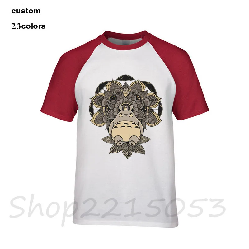 Футболки с трафаретной печатью мужские футболки мандалой и соседом Тоторо 100%