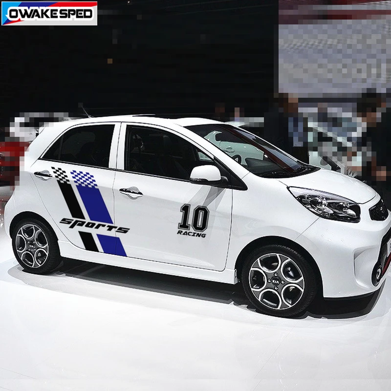 

For KIA Picanto Morning Car Door Side Stickers Racing Sport Lattices Vinyl Decals Auto Accessories Car Body Decor Sticker