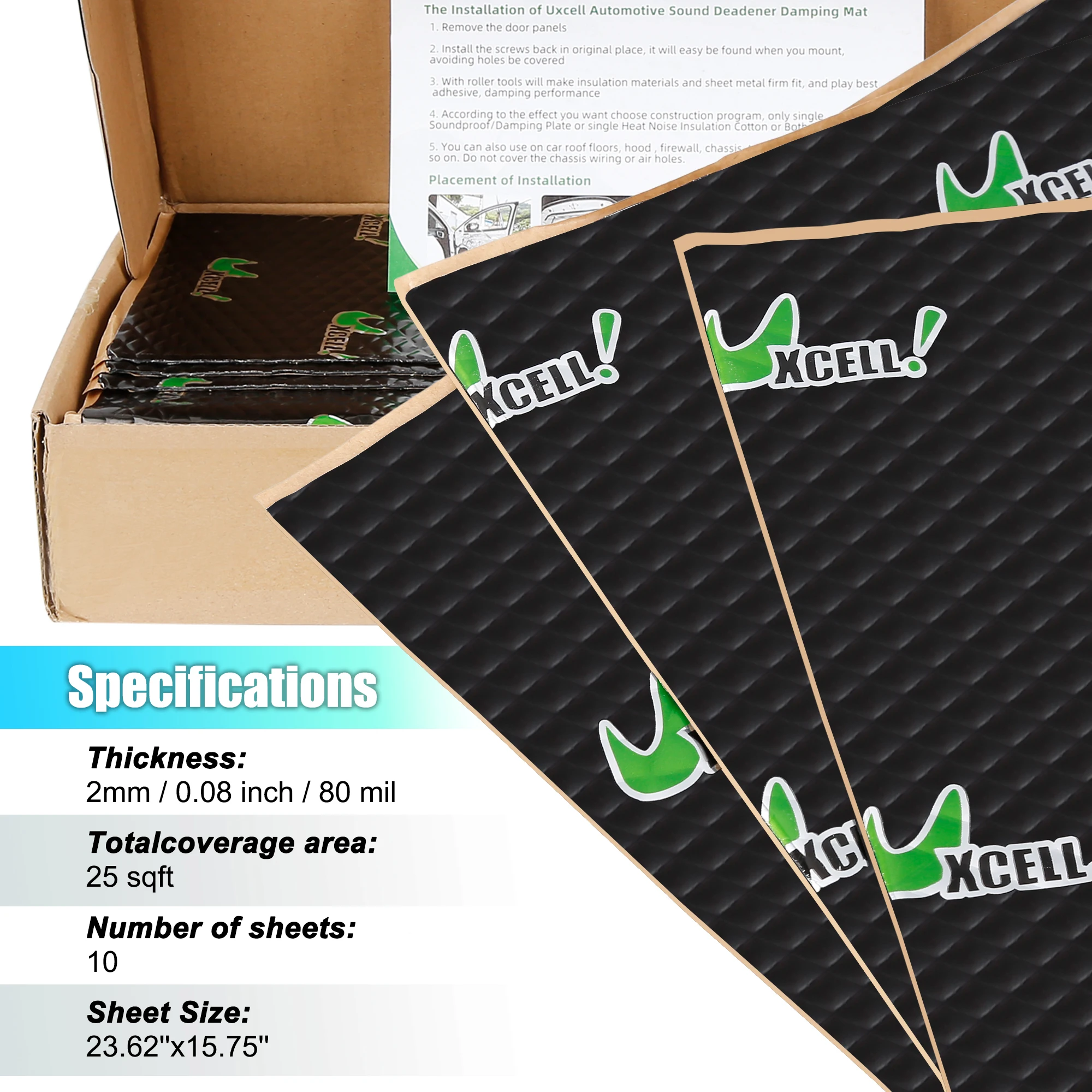 10 шт. звукоизоляционный коврик для автомобиля толщиной 2 мм|Хлопковая звуко- и