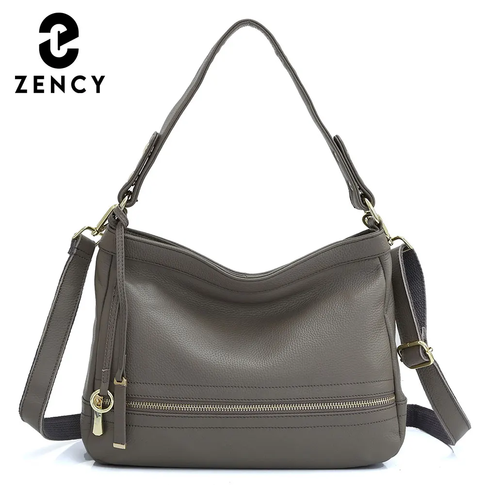 Zency Women's Genuine Leather Shoulder Brand Bags Luxury Classic Designer Female Crossbody Handbag Large Shopper Tote Hobos Lady
