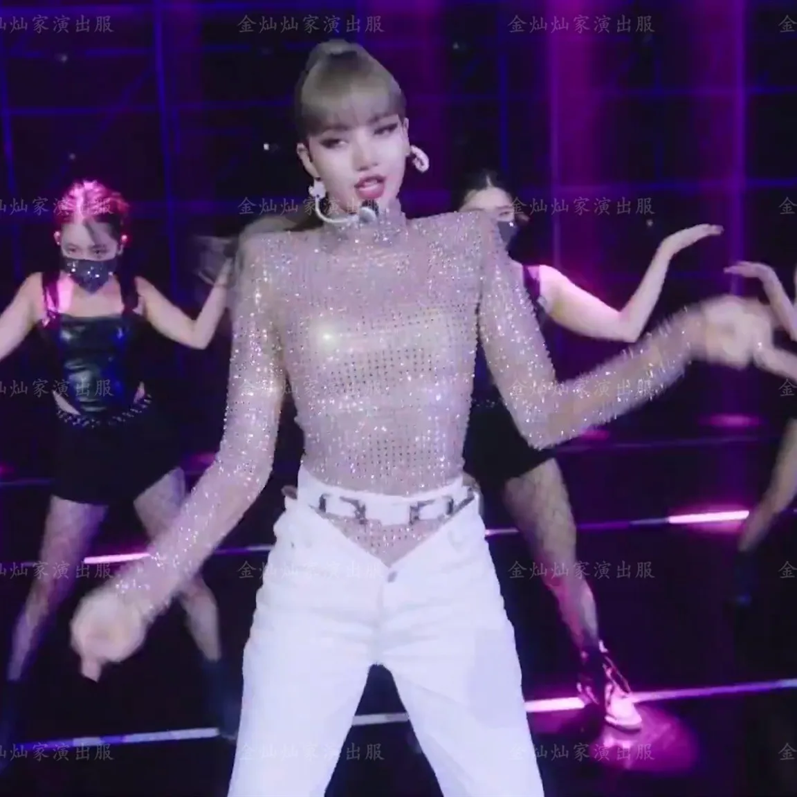 

Korean Style Jazz Dance Women Sequins T-Shirt Dancer Outfit Hip-Hop Street Clothes K-pop Stage Costume Pants Festival Rave Suits