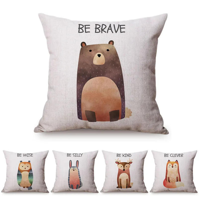 Наволочка для диванной подушки в скандинавском стиле с акварельными рисунками