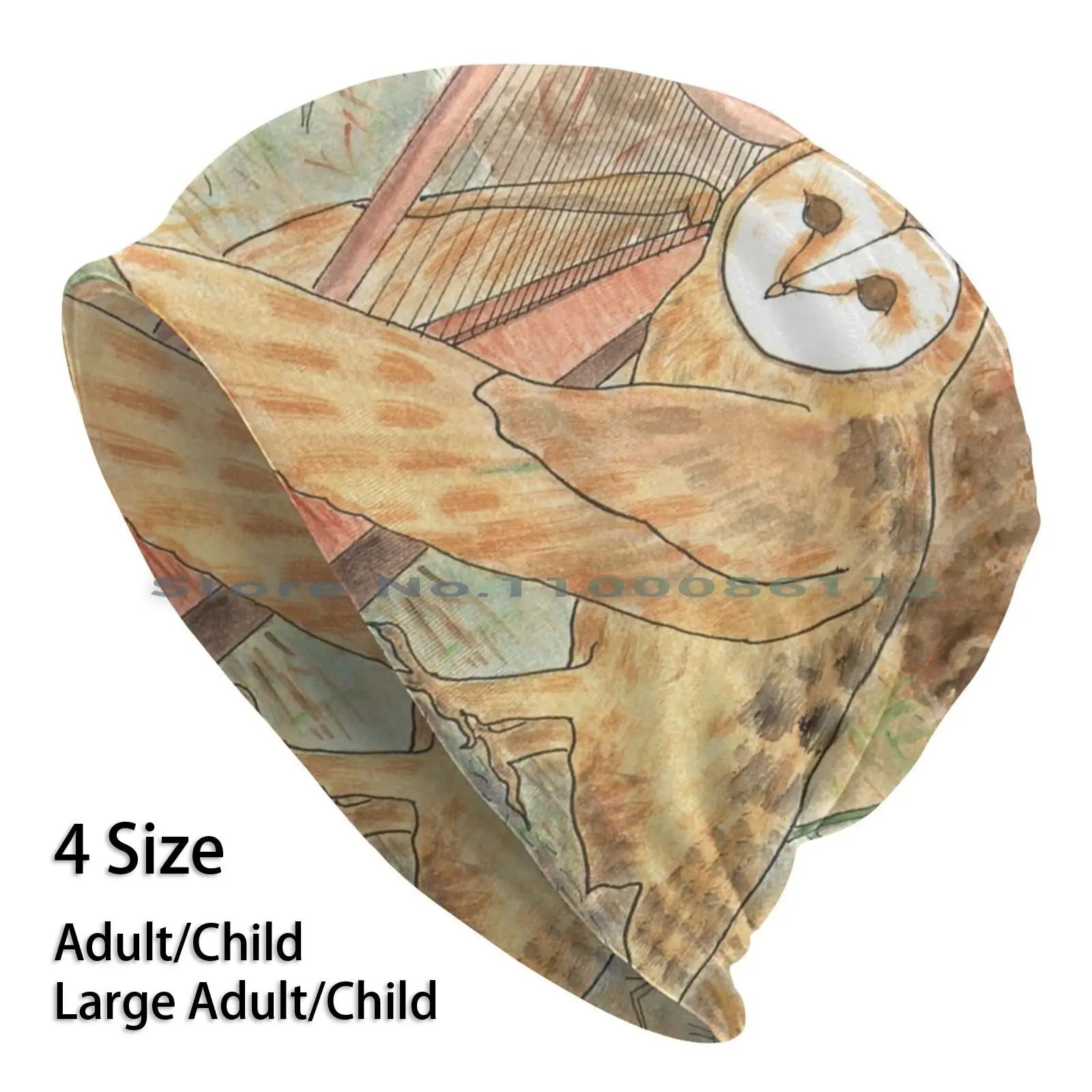 

Barn Owl And Harp Beanies Knit Hat Owl Harp Magical Nature Mythic Forest Greenwood Brimless Knitted Hat Skullcap Gift Casual