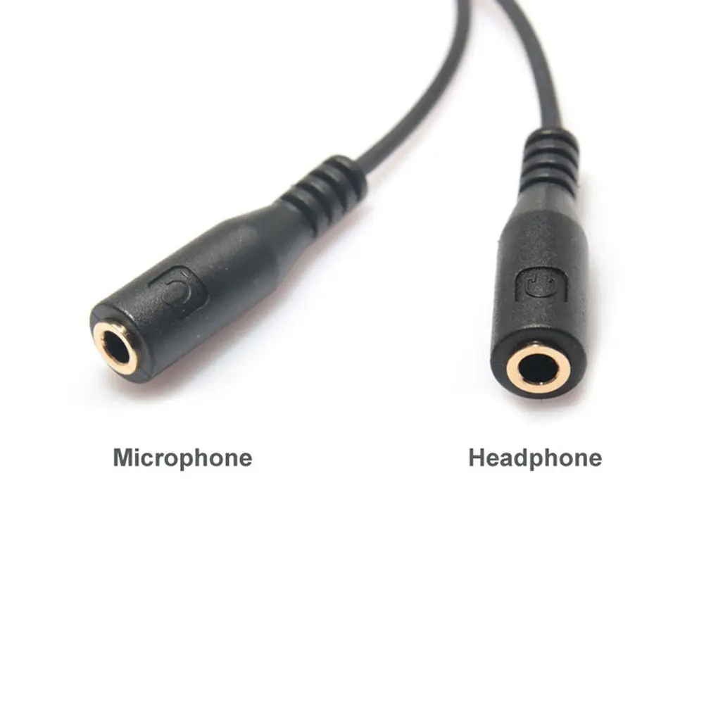 

3.5mm Stereo Audio Male to 2 Female Headset Mic TRRS Y Splitter Cable Adapter Wire Cord Compact Size