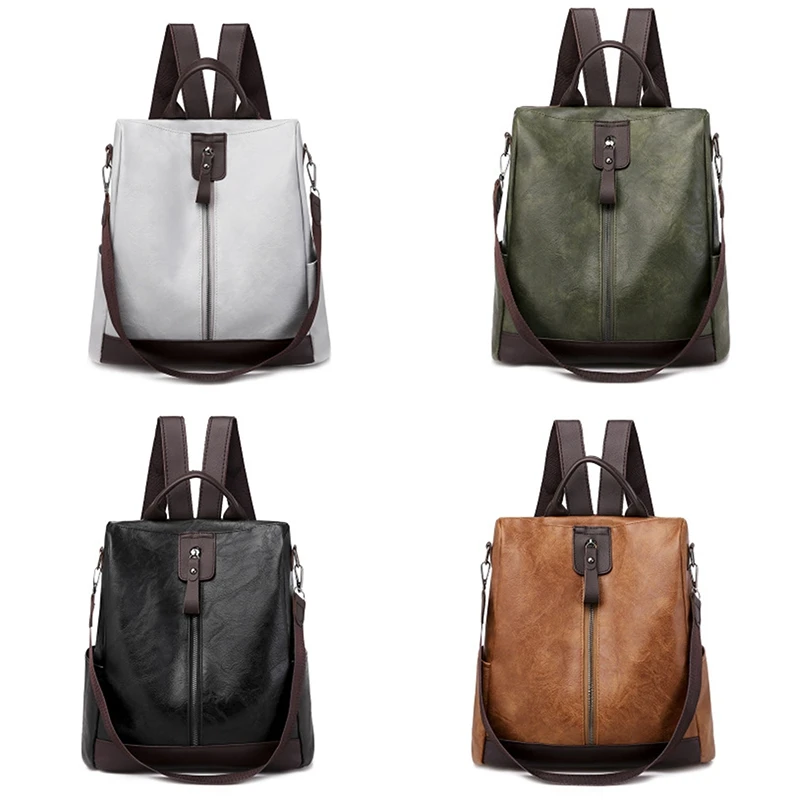 

PU Backpack Leisure Multifunctional Outdoor Travel Soft Leather Small Backpack