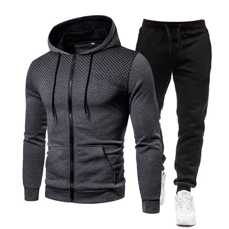 

Men Casual Sets 2021 Spring Autumn New Brand Jogger Tracksuit Zipper Hoodies Pants 2PC Sets Men's Sportswear Sport Suit Clothing