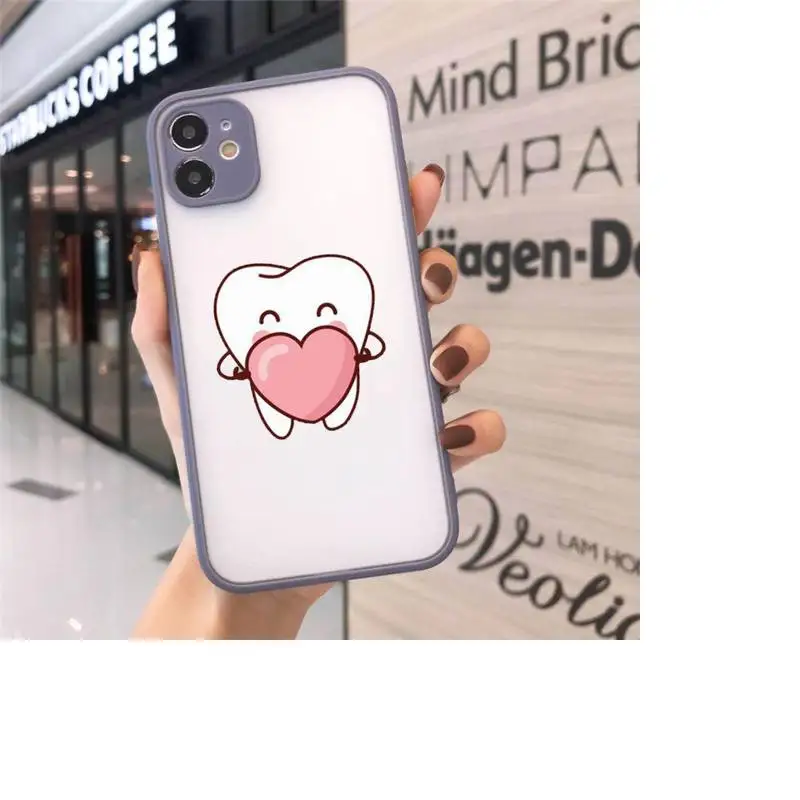 

Cartoon Dentist Dental Crowned Teeth Phone Cases Matte Transparent for iPhone 7 8 11 12 s mini pro X XS XR MAX Plus cover funda