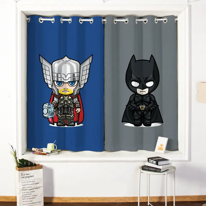 Marvel Captain America Iron Man Children's Room Free Perforated Blackout Curtain Bedroom Living Bay Window Short | Дом и сад