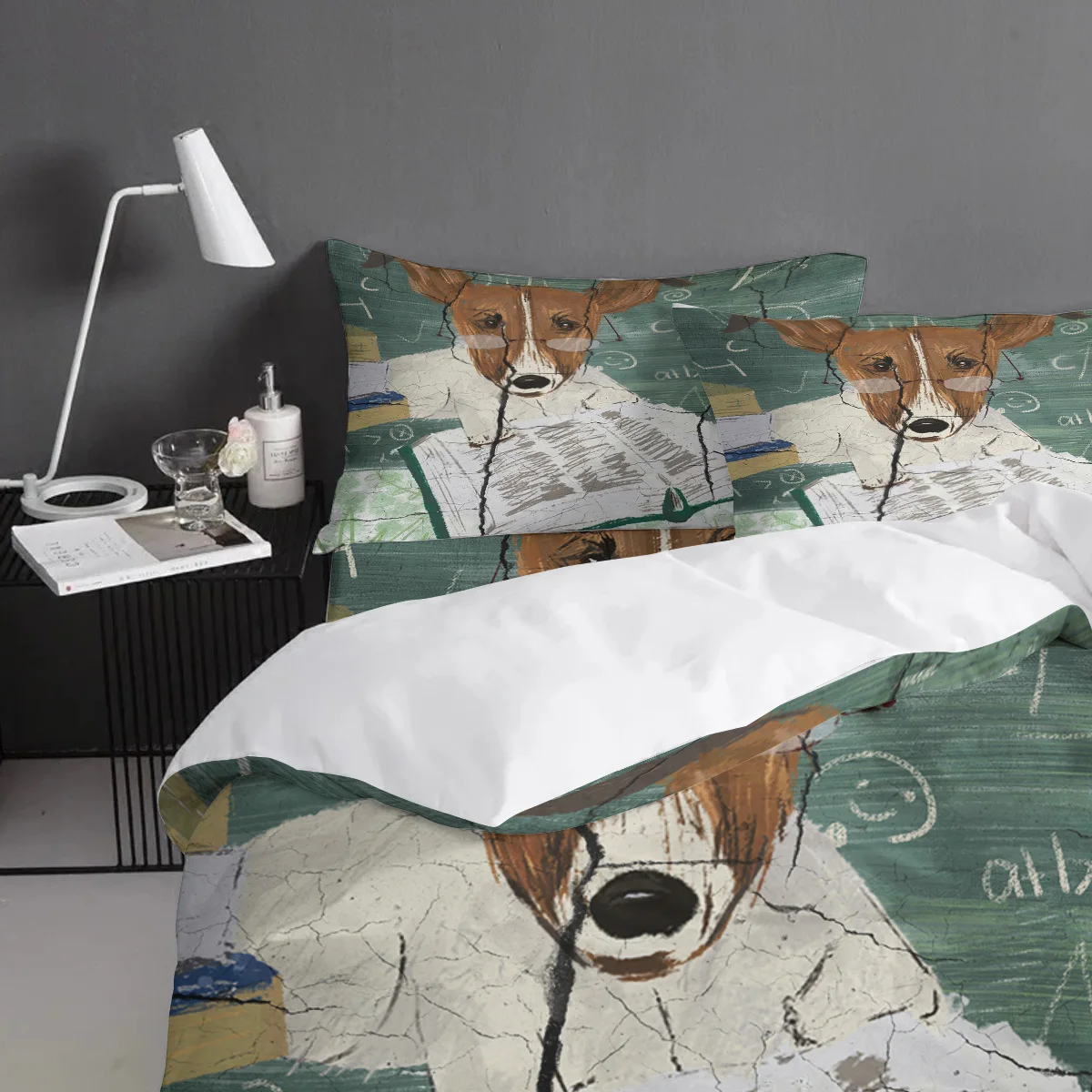 Animal Cute Struggling Learning Dog Doodle Burst Duvet Cover Set 2/3/4pcs Bedding Bed Sheet Pillowcases | Дом и сад