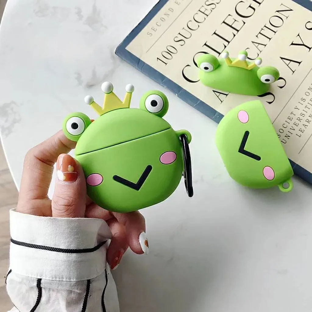 Милый Мультфильм Лягушка принц Мягкая кукла из силикона чехол для Apple Airpods 1 2