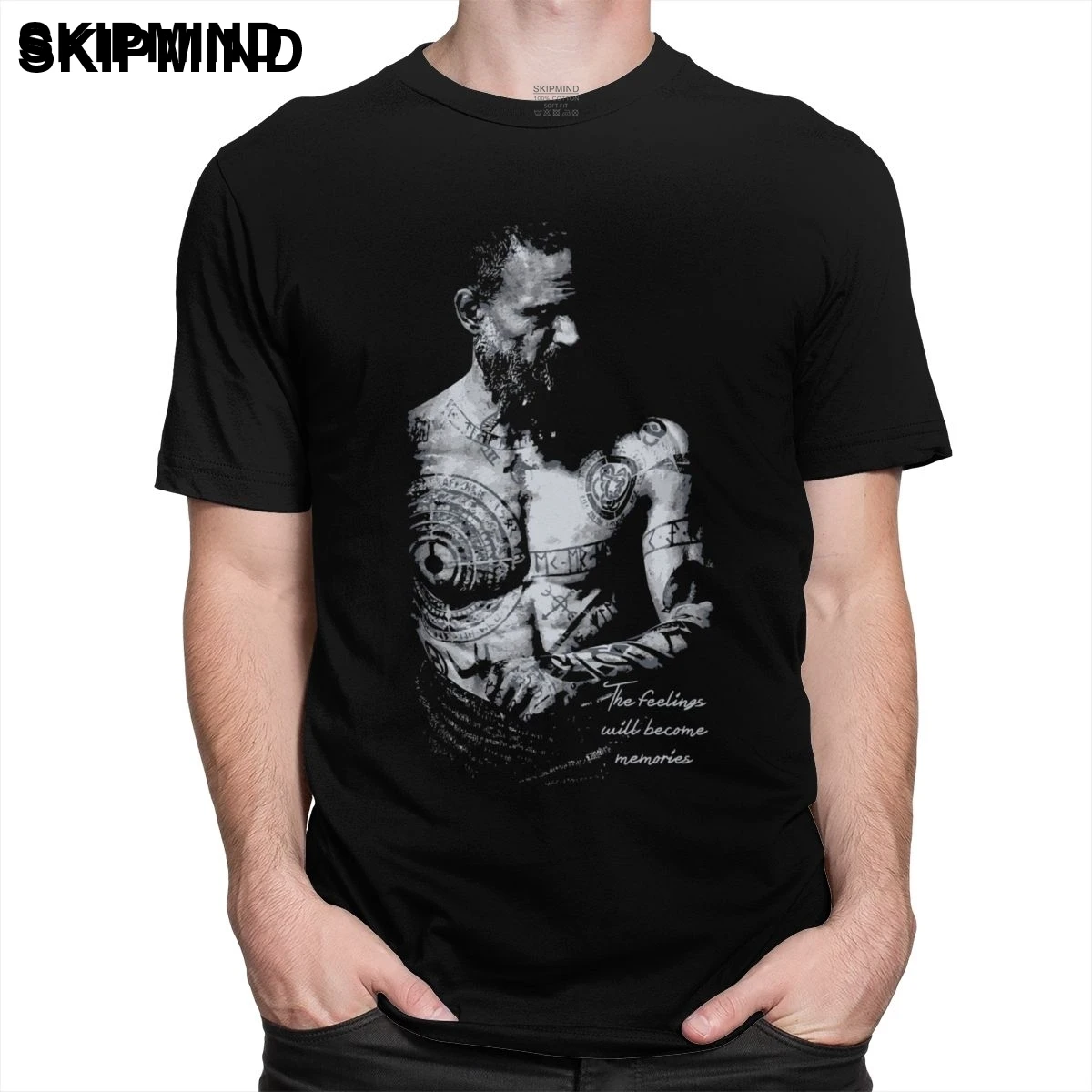 Футболка мужская с круглым вырезом приталенная принтом бога войны|Мужские