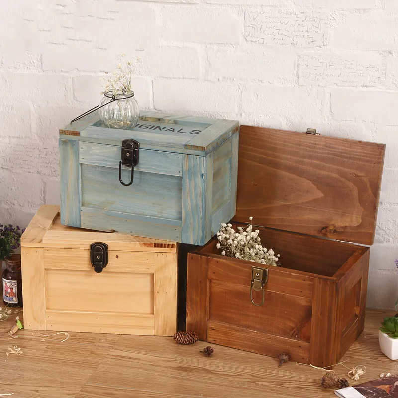 Большая деревянная коробка для хранения с замком дневника и блокнота в стиле
