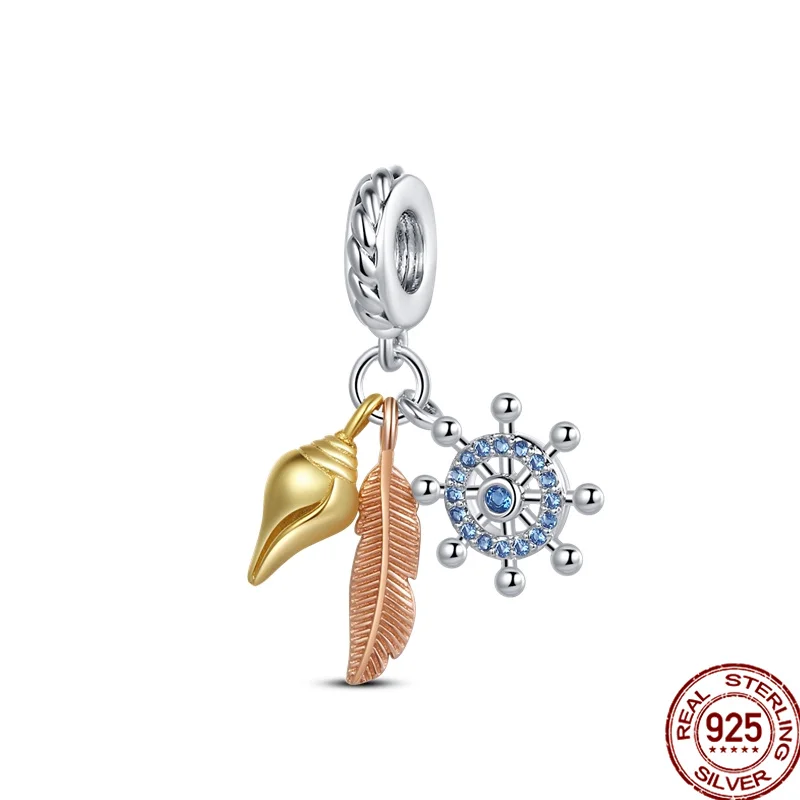 

Женский браслет с перьями и колесиком обозрения, из серебра 925 пробы