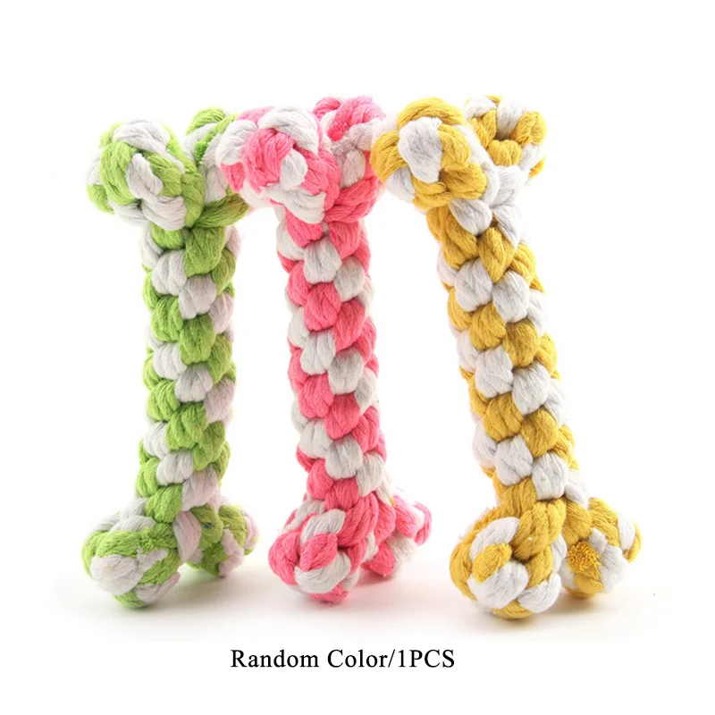 

Transer Pet Supply High Quality Pet Dog Toy Double Knot Cotton Rope Braided Bone Shape Puppy Chew Molar Toy Cleaning Tooth 15cm