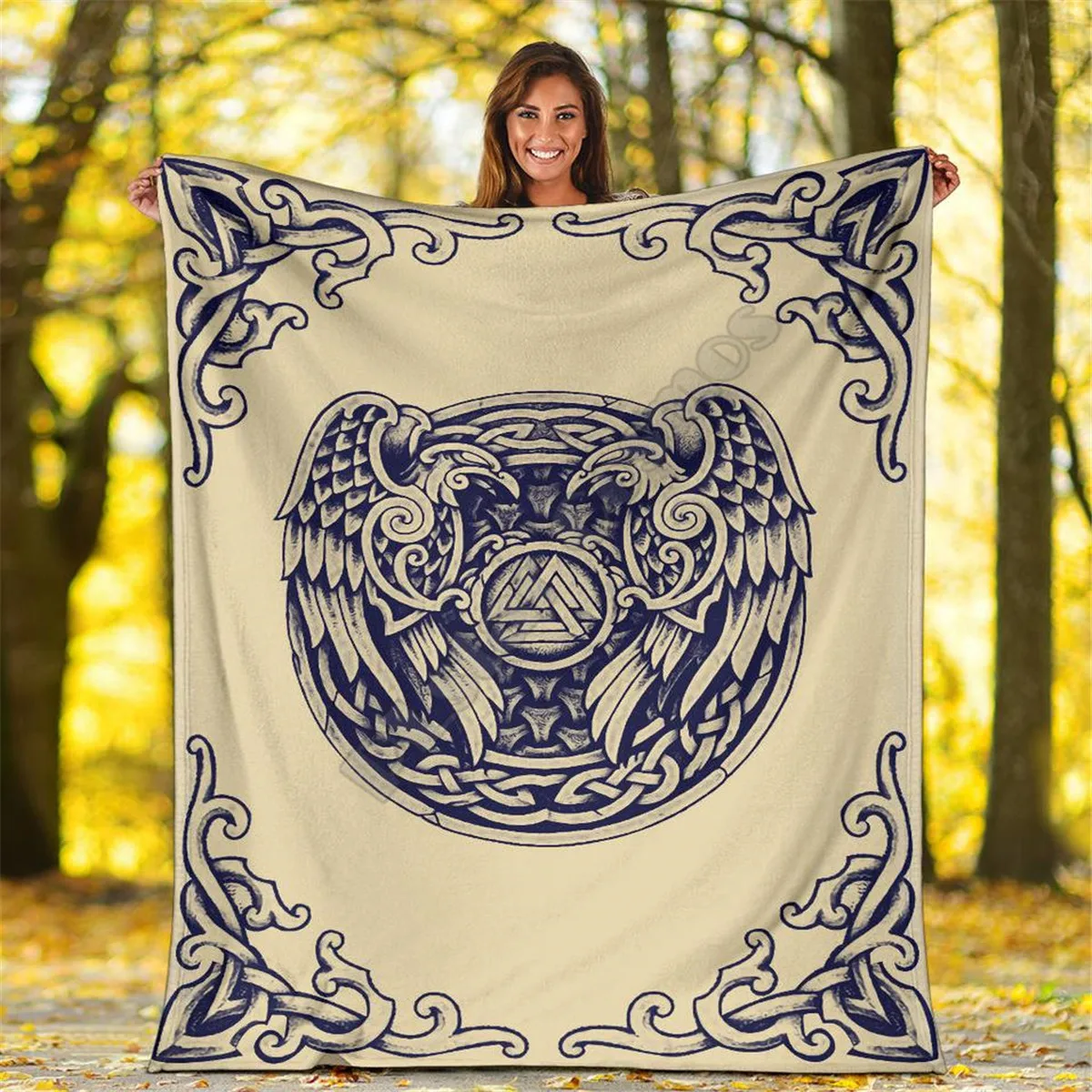 

Viking Tattoo Wolf 3D printed Sherpa Blanket on Bed Home Textiles Dreamlike HOME ACCESSORIES