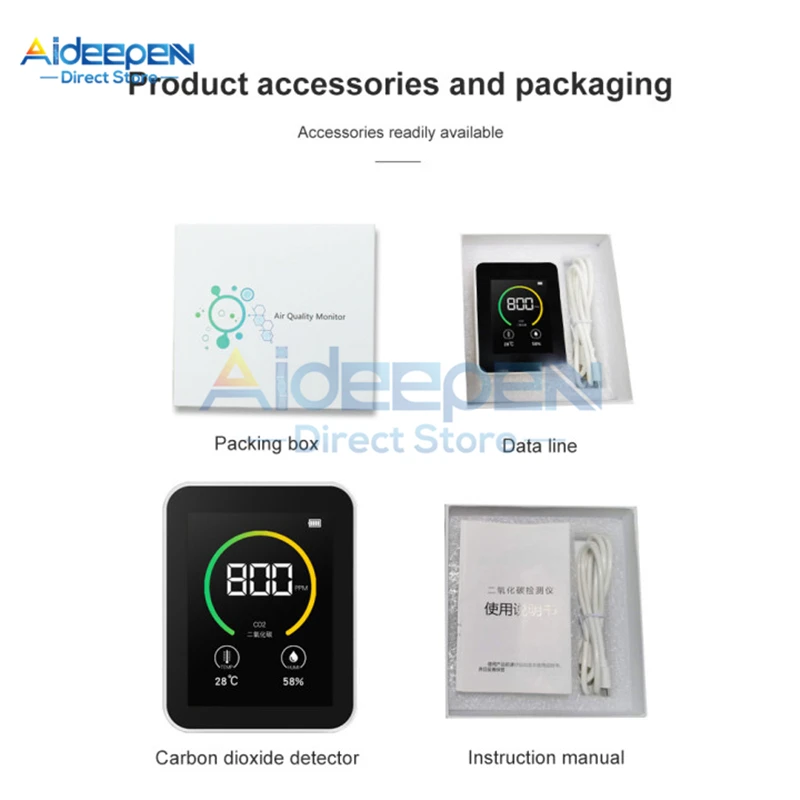 

Gas Detector Gas Analyzer Air Quality Monitor CO2 Meter Air Analyzer CO2 Detector CO2 Sensor Monitor Temperature And Humidity