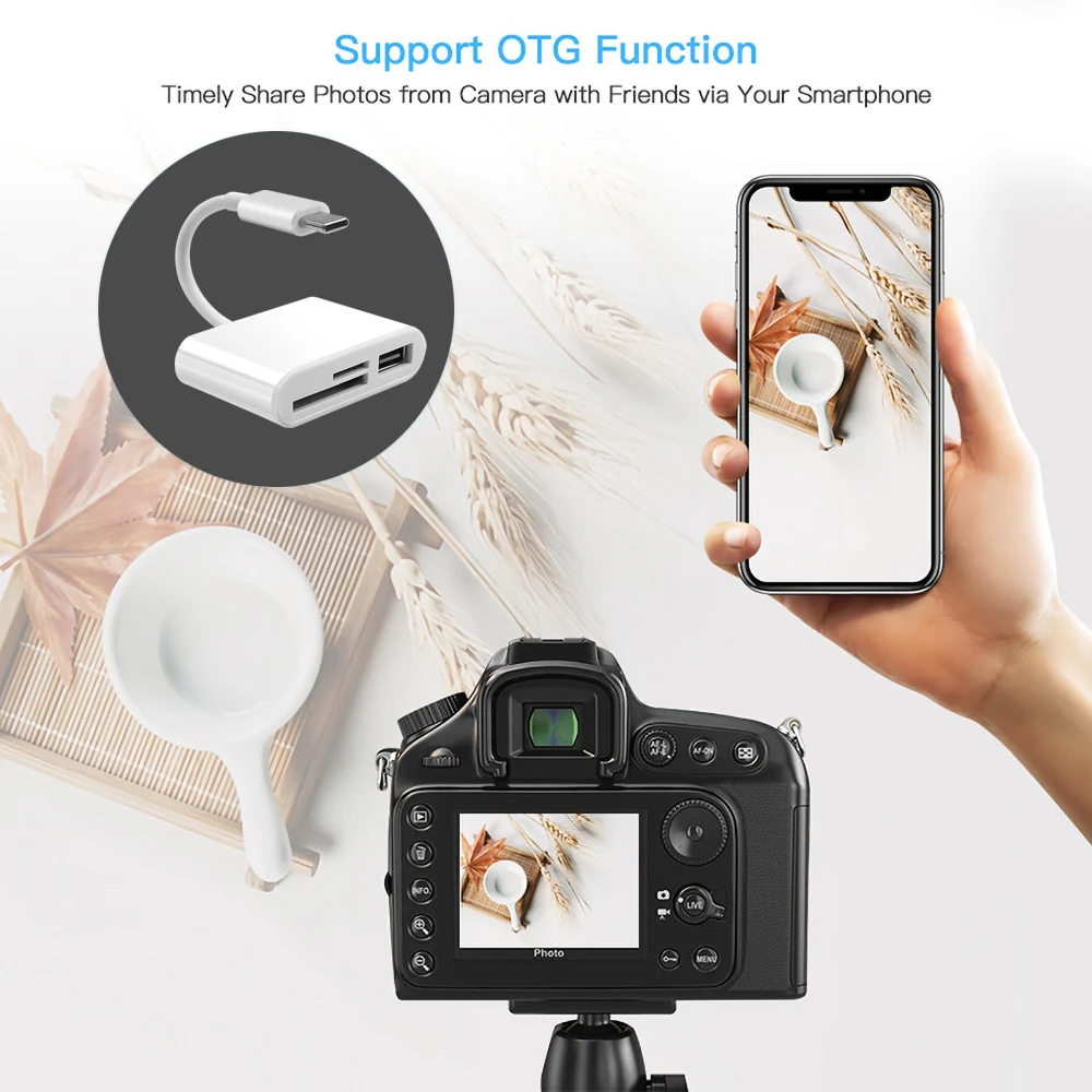 KEBIDU 3 in 1 USB Type C Card Reader Adapter Cable SD&amp Micro SD TF Connection Smart Memory for Macbook Pro | Компьютеры и офис