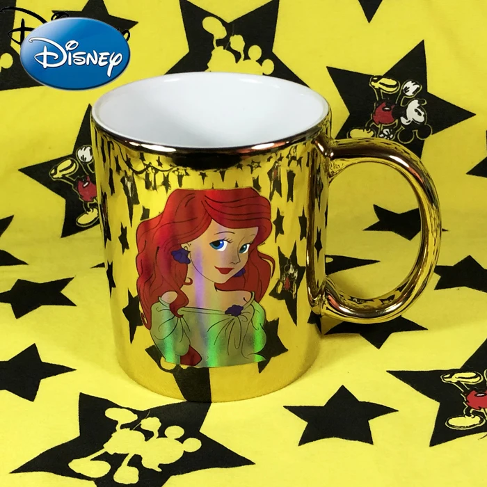 

Disney Milk Breakfast Cup Gift Collection Cup Ceramic Cup The Little Mermaid Ariel Tyrant Golden Mirror Water Cup