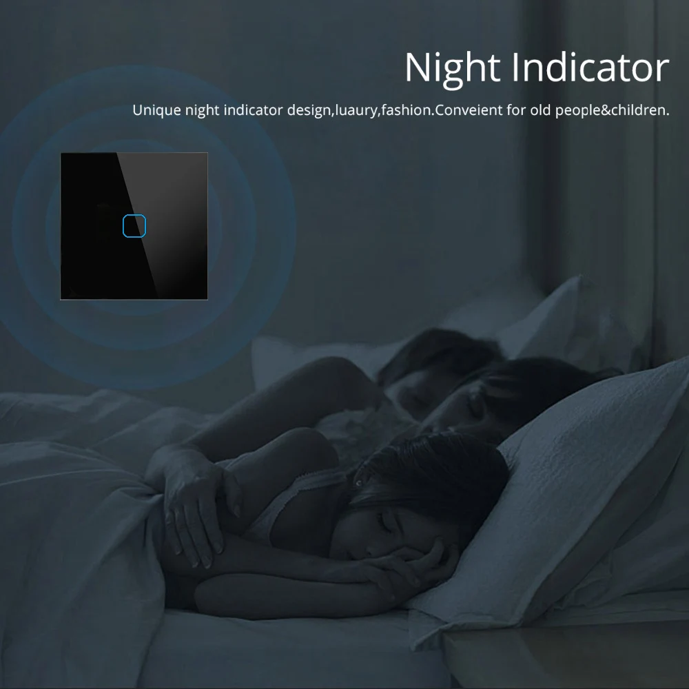 Светодиодный сенсорный выключатель MiniTiger стандарт ЕС/Великобритании стеклянная