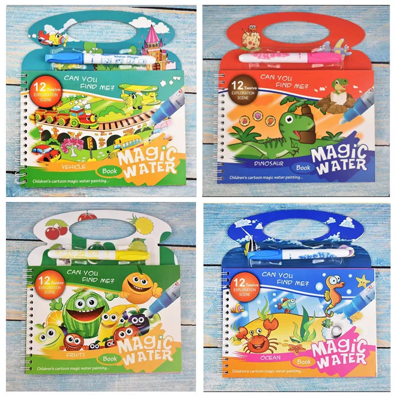 

Montessori Coloring Book Doodle & Reusable Magic Pen Painting Drawing Board For Kids Baby Educational Birthday Toy Gifts