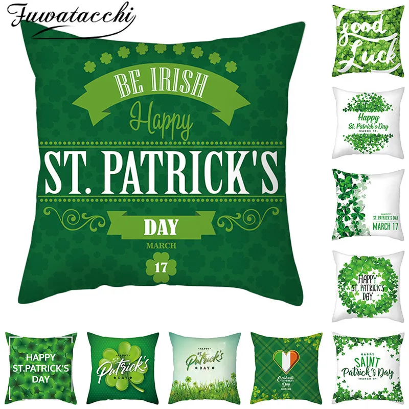 Наволочки с зеленым клевером Fuwatacchi наволочки листьями для дома дивана украшения