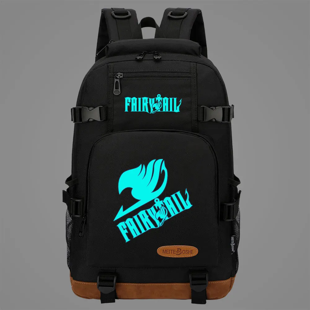 

New Kawaii Luminous Anime Fairy Tail Boys Girls Kids School Book Bags Women Bagpack Teenagers Canvas Men Laptop Travel Backpack