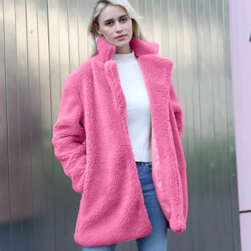 Зимнее новое пальто из искусственного меха для девушек большой размер свободное