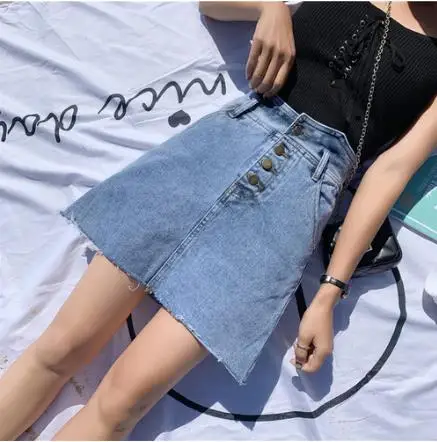 Сексуальные мини-юбки а-силуэта женские летние джинсовые юбки с высокой талией