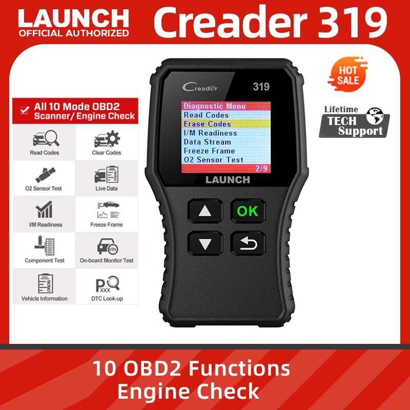 LAUNCH X431 Creader 319 CR319 полный OBD2 сканер OBD EOBD автоматический считыватель кодов