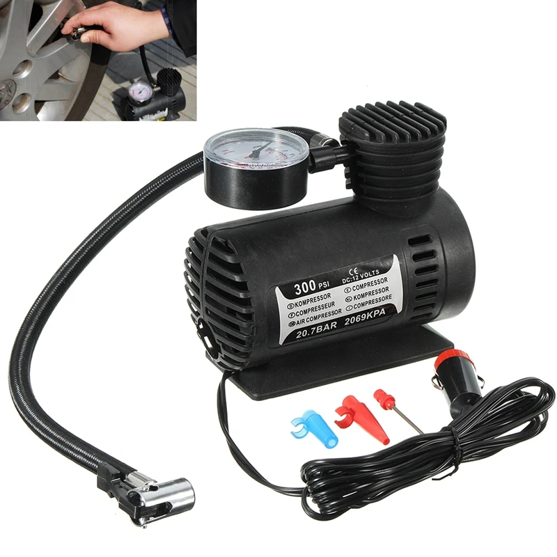300 Psi 12V портативный автомобильный шиномонтажный мини воздушный компрессор Электрический насос футбольный баскетбольный шар плавательный кольцевой воздушный насос