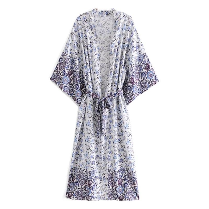 Casaco kimono longo feminino, decote em v,