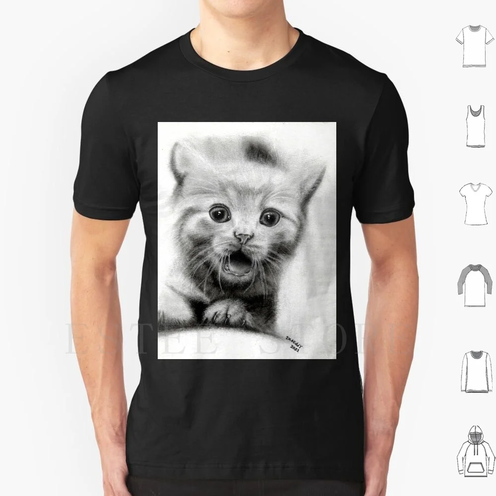 Футболка мужская с рисунком кошки реалистичный хлопковый портрет 6xl ручная