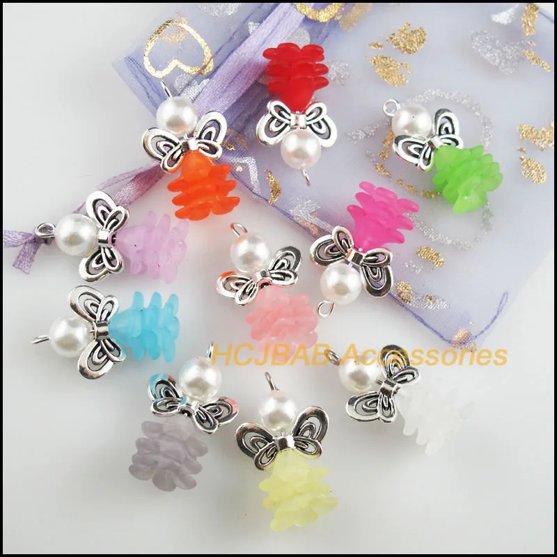 10 шт. смешанные красивые акриловые подвески в виде ангелов тибетские серебряные