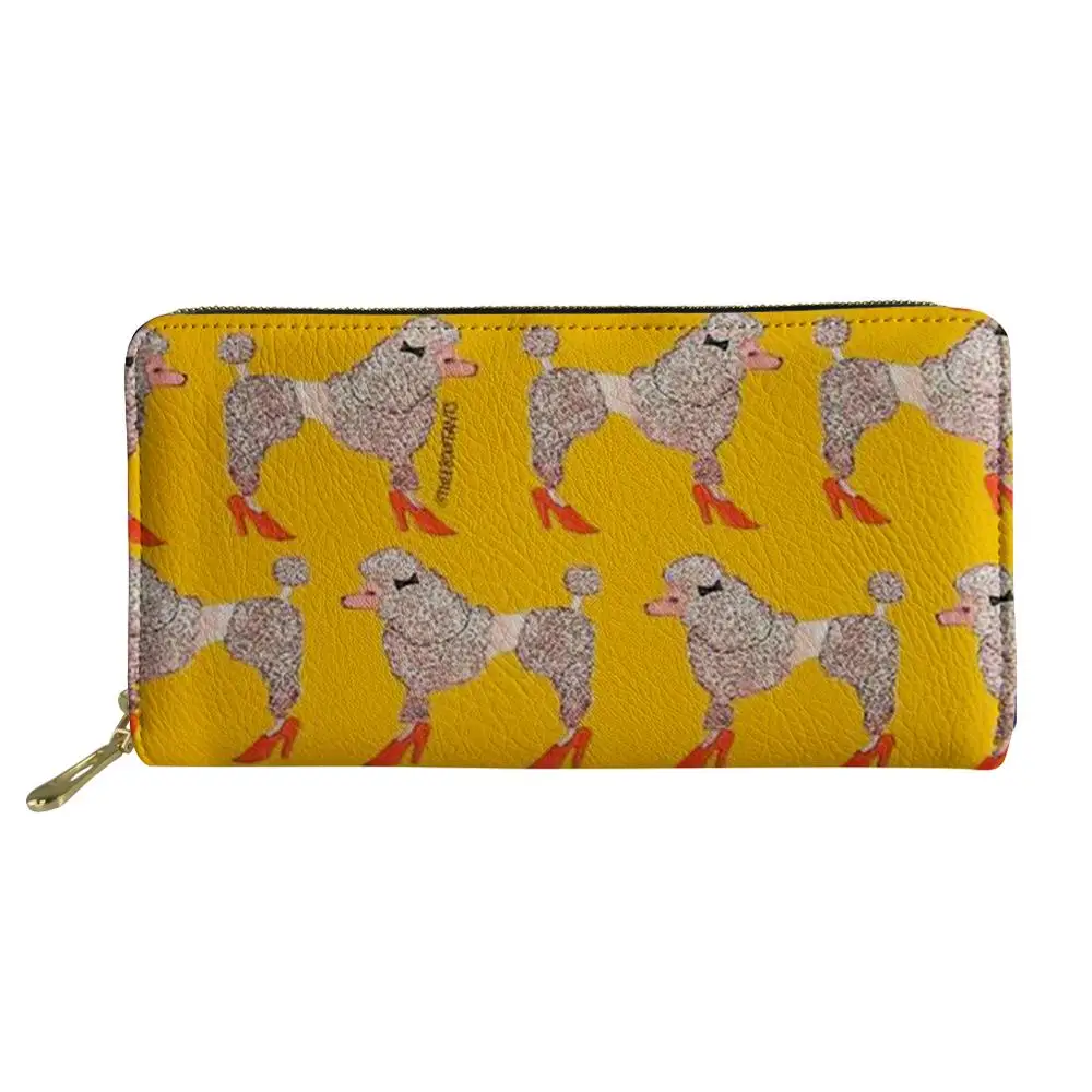 Длинный кошелек Thikin для женщин милый объемный бумажник с рисунком пуделя девочек