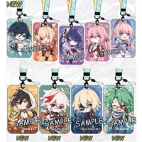 anime genshin impact venti keqing diluc tartaglia xiao student id bus bank card holder keychain card case pendant toy cosplay