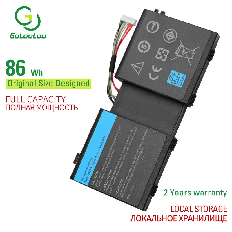 Аккумуляторная батарея Golooloo 8 ячеек для ноутбука Dell Alienware 17 17X R1 A17 A18 18 18X Φ 2F8K3 G33TT