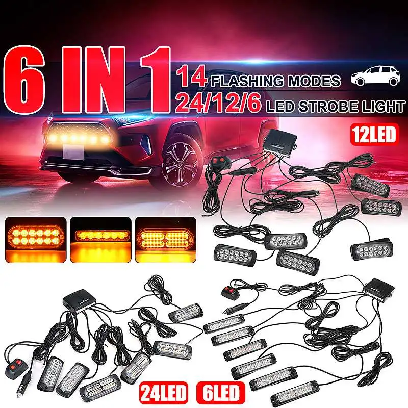 

LED Car Strobe Light Warning Light Grill Flashing Emergency Lights Truck Trailer Beacon Side Signal Lamp 12V 24V SUV Truck
