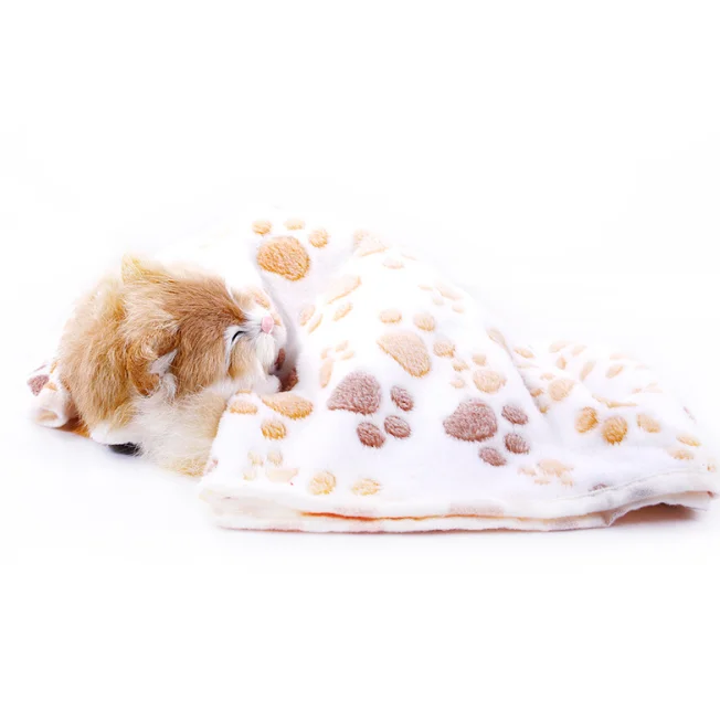 Милое Флисовое одеяло с цветочным принтом для питомца мягкое Лежачее покрывало