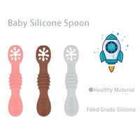 baby spoon silicone teether toys learning feeding scoop training utensils newborn tableware infant learning spoons teether