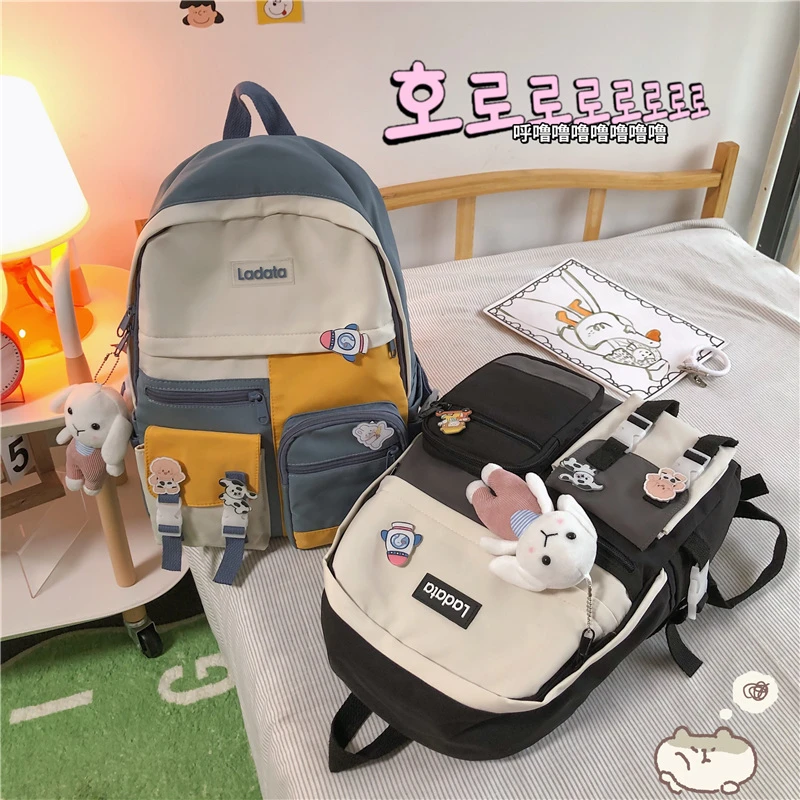 

2021 Harajuku Fashion Women Backpack Nylon Cloth Waterproof Travel Bag Large Capacity School Bags For Teenager Girls