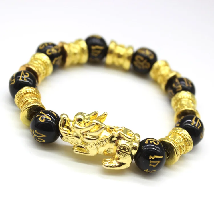 5 (Beads size 12mm) Браслет унисекс из ОБСИДИАНОВЫХ камней и бусин, китайский браслет FengShui Pi Xiu, меняющий цвет, браслет, хороший браслет, приносящий удачу, цепочка для мужчин и женщин - Окраска металла: 5 (Beads size 12mm)