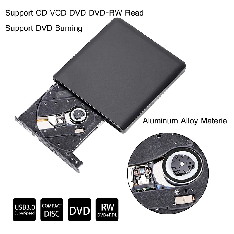 Внешний USB 3 0 DVD/CD RW горелки Привод совместим с ноутбуком Настольный ПК Windows Linux OS